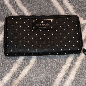 Kate Spade Zip Wallet - Black with White Polka Dot